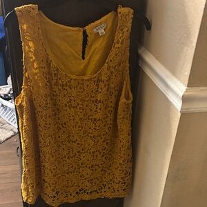 Lucky Brand Mustard Lace Sleeveless Blouse